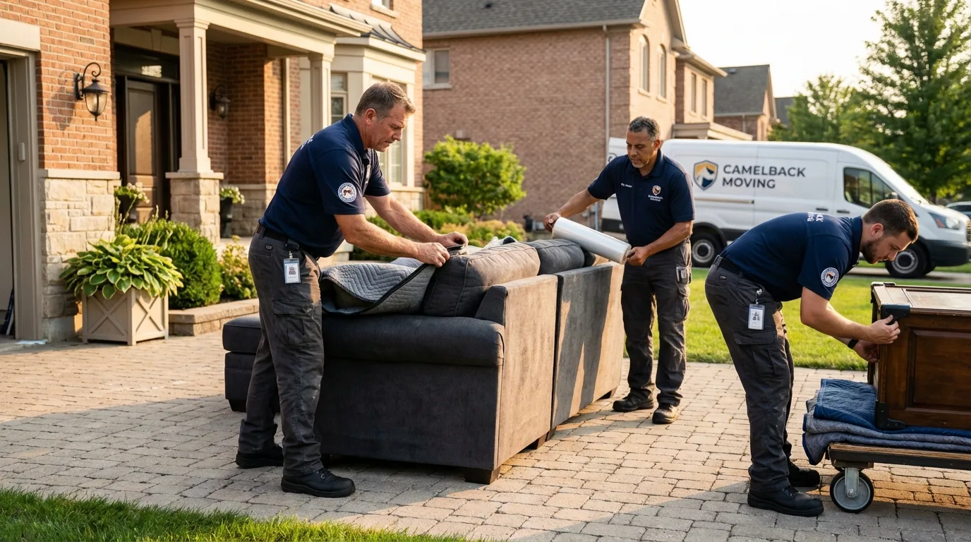 Large estate moving crew wrapping furniture in Thorntown, IN